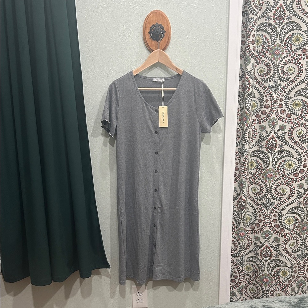 Ekouaer Button-Down T-Shirt Dress/ Swim Cover-up
